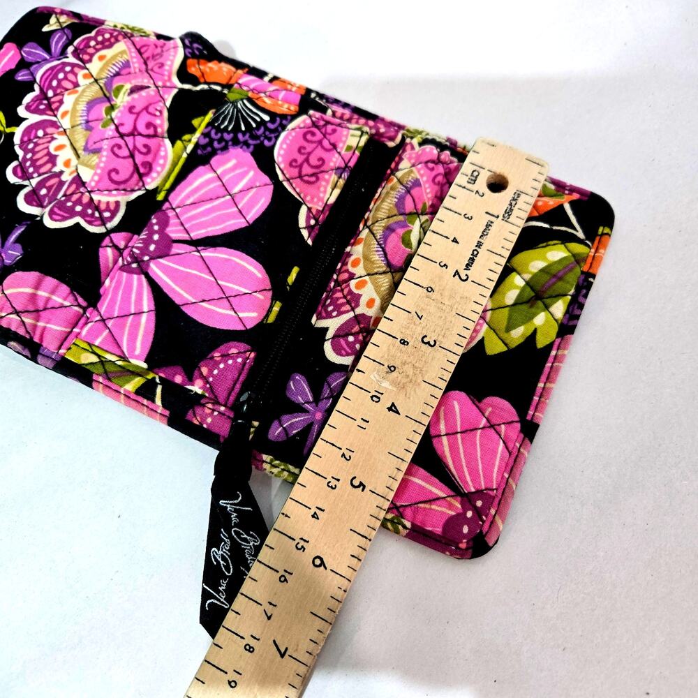 Vera Bradley Black/Pink Floral Quilted Cotton Tri fold Wallet #970 - Picture 5 of 5